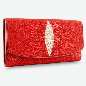 EXOTIC LEATHER GENUINE PREMIUM ACCESSORIES Красный кошелек для женщин из натуральной кожи ската, Красный