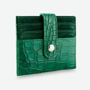 EXOTIC LEATHER GENUINE PREMIUM ACCESSORIES Картхолдер на кнопке с натуральной кожей крокодила, Зеленый