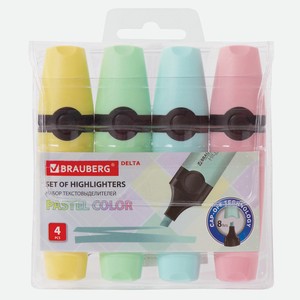 BRAUBERG Набор текстовыделителей BRAUBERG  DELTA PASTEL , 4 шт
