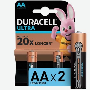 Батарейки щелочные размера Дюраселл (Duracell) Ультра (Ultra) АА 2 шт.