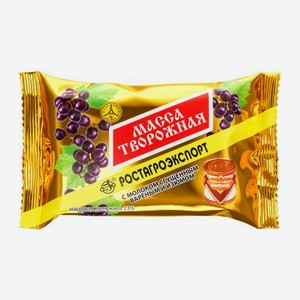Масса творожная Ростагроэкспорт с молоком сгущённым варёным и изюмом 23% 180 г