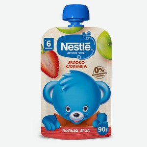 Пюре детское фруктовое Nestle яблоко и клубника в пауче с 6 мес., 90 г