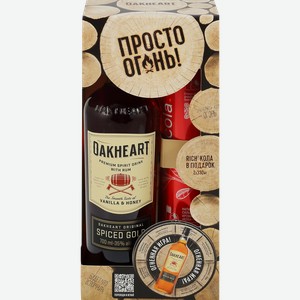 Набор OAKHEART Original на основе рома 35%, 0,7л и Кола 2х0.33L, п/у