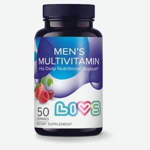 БАД Мультивитаминный комплекс для мужчин Livs со вкусом фруктов и ягод мармеладные пастилки Израиль, 3,7 г х 50 шт