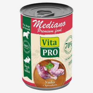 Корм влажный для собак Vita Pro Mediano утка с кроликом кусочки в соусе, 400 г
