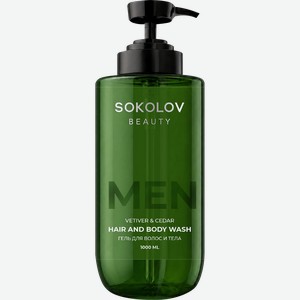 Гель для волос и тела мужской SOKOLOV Vetiver&Cedar, 1000мл