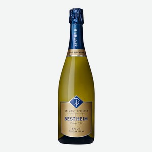 Вино игристое BESTHEIM Cremant D Alsace Brut Premium выдержанное белое брют, 0.75л