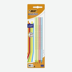 Карандаши evolution stripes без ластика 4шт