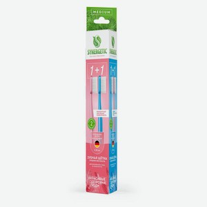 Зубная щетка SynergeticEco dental care средней жесткости, 2 шт