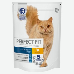 Сухой корм для домашних кошек PERFECT FIT курица, 650 г