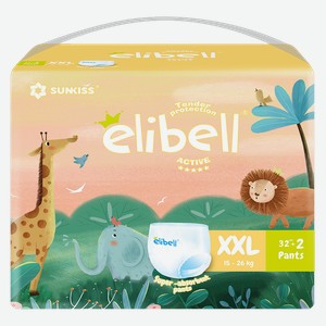 Подгузники-трусики ELIBELL active XXL 15-26 кг, 34 шт.