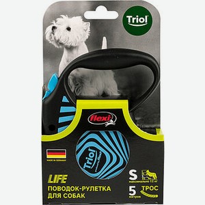 Triol поводок-рулетка Flexi Life Geometry 5 м (трос). S, Синяя