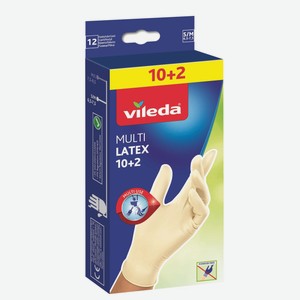 Перчатки хозяйственные Vileda с бальзамом резиновые S-M, 12шт