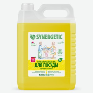 Гель Synergetic для мытья посуды Лимон, 5л Россия