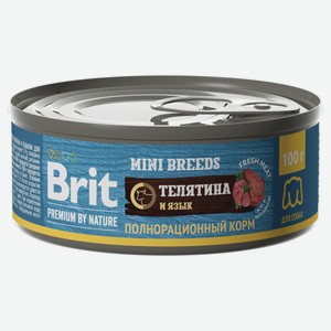 Влажный корм для собак Brit с мясом телятины и языком, 100 г
