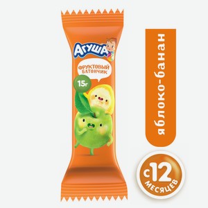 Батончик фруктовый Агуша Яблоко+банан, 15г Россия