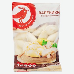 Вареники АШАН Красная птица картофель и грибы, 400 г
