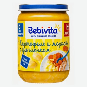 Пюре Bebivita Картофель и морковь с цыпленком с 9 мес., 190 г