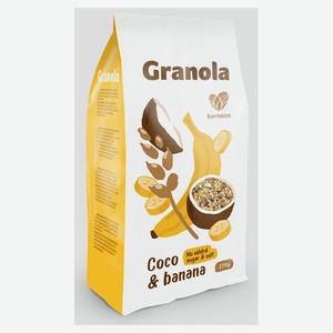 Мюсли запеченные Kerneco с бананом и кокосовой стружкой, 270 г