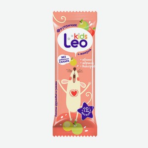 Батончик фруктовый Leokids яблоко/абрикос/виноград с железом с 12 мес 20г