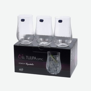 Стаканы Cristalite Bohemia Tulipa optic стекло 450мл, 6шт