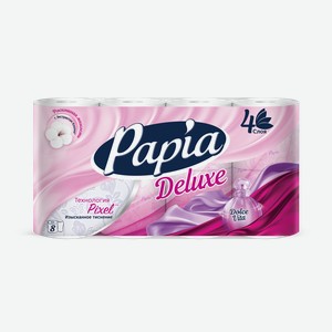 Туалетная бумага Papia Deluxe Dolce 4-слойная, 8 рулонов Россия