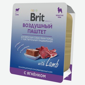 Корм для взрослых собак Brit мини пород с чувствительным пищеварением воздушный паштет с ягненком, 100 г