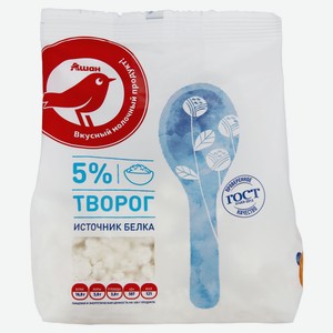 Творог рассыпчатый АШАН Красная птица 5% БЗМЖ, 300 г