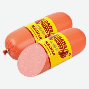 Колбаса вареная «Папа может» Мясная со шпиком, 1 упаковка ~ 0,25 кг
