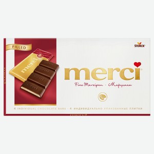 Шоколад Merci темный с марципаном, 112 г