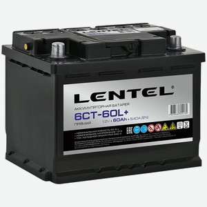 Аккумулятор LENTEL 6СТ-60L+ прямая, Россия