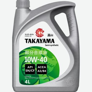 Масло моторное TAKAYAMA полусинтетическое SAE 10W-40 API SN/СF 605517, Россия, 4 л