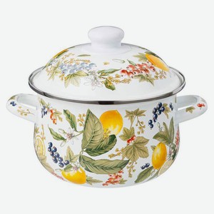 Кастрюля Agness Fruit Basket эмалированная с крышкой, 2 л
